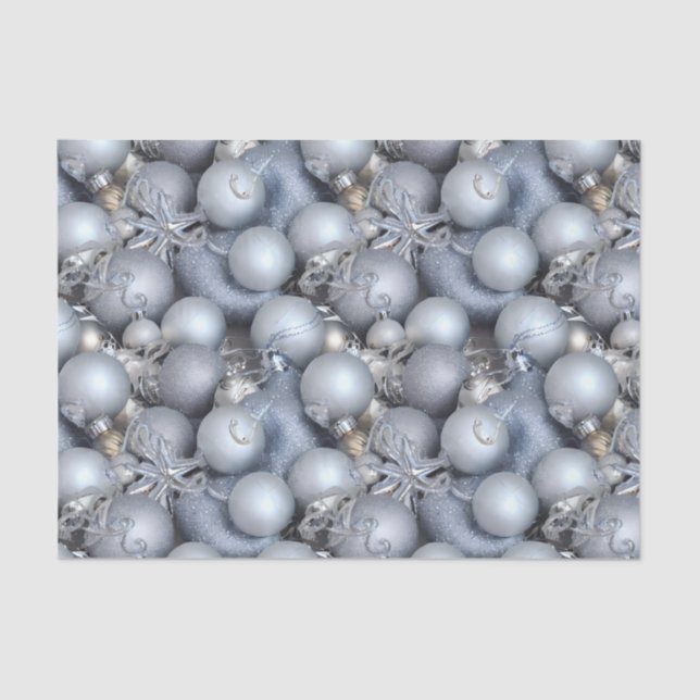 The Blue and Silver Christmas Bulb Series Design 7 Tissue Paper (Front)