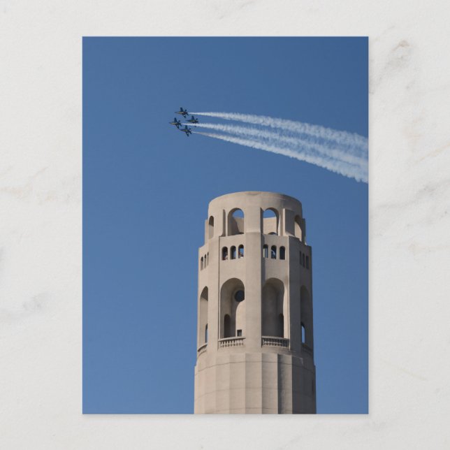 The Blue Angels Fly by Coit Tower Postcard (Front)