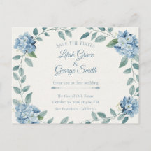 The Blue Bloom Elegant  Garden Save The Dates card