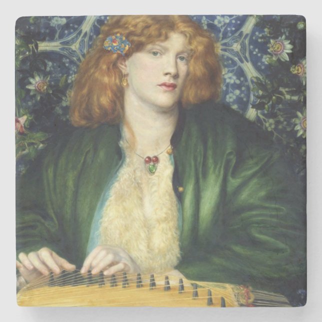 The Blue Bower (by Dante Gabriel Rossetti) Stone Coaster (Front)