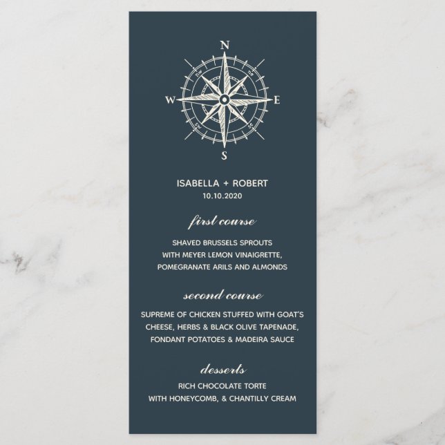 The Blue Compass | Nautical Wedding Menu (Front)