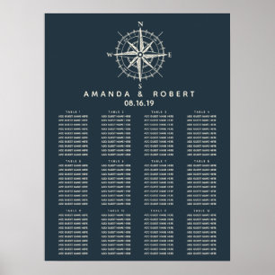 The Blue Compass   Nautical Wedding Seating Chart