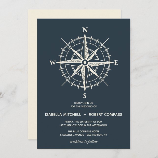The Blue Compass | Wedding Invitation (Front/Back)