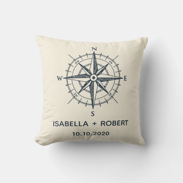 The Blue Compass | Wedding Keepsake Cushion (Front)