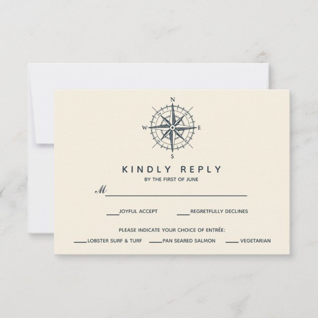 The Blue Compass | Wedding RSVP  meal choise  V2 Card (Front)