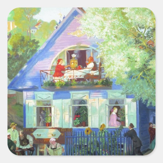 The Blue Cottage Square Sticker (Front)