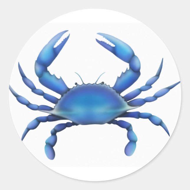The Blue Crab Classic Round Sticker (Front)