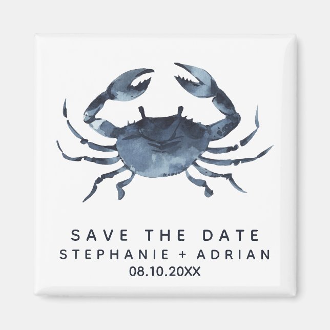The Blue Crab | Wedding Save the Date Favour Magnet (Front)