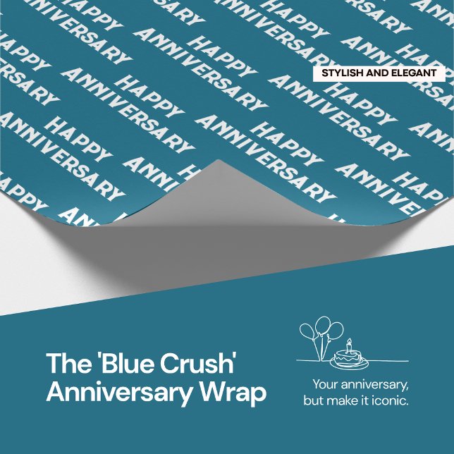 The 'Blue Crush' Anniversary Wrap Wrapping Paper (With a clean, minimalist design and a pop of vibrant blue, this is the chic way to show you care.)