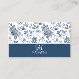 The Blue Floral Pattern & Name Business Card