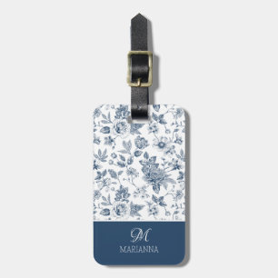 The Blue Floral Pattern & Name Business Card Luggage Tag
