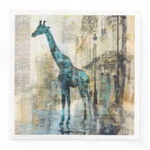 The Blue Giraffe In Paris Paper Napkins