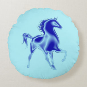 The Blue Horse - Choose Your Colour Round Cushion