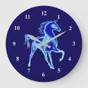 The Blue Horse - Drawing - Choose /Add Colour /Tex Large Clock