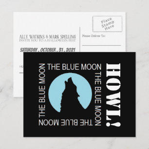 The Blue Moon, Halloween Party Invitation Postcard