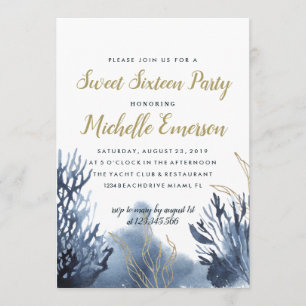 The blue Reef   Nautical SWEET SIXTEEN PARTY Invitation