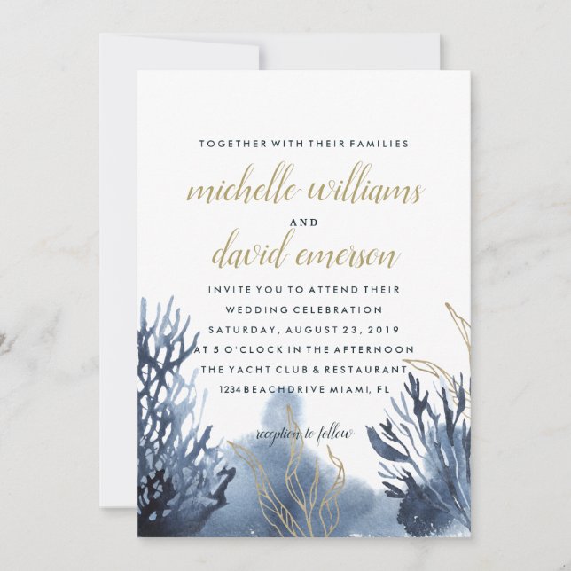 The blue Reef | Nautical Wedding Invitation (Front)