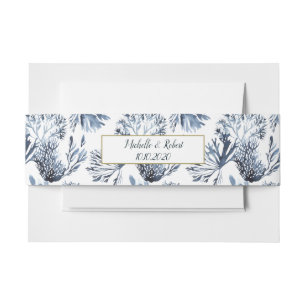 The blue Reef Nautical Wedding Invitation Belly Band