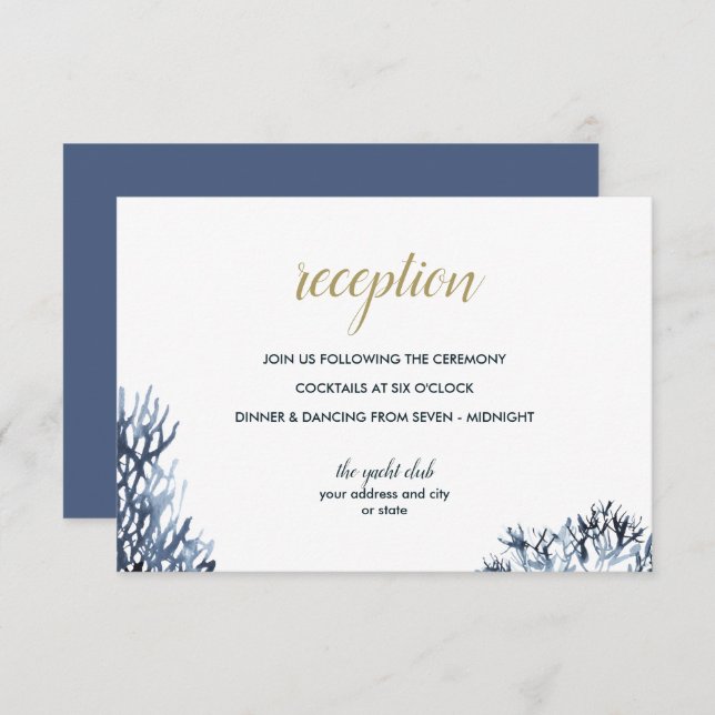 The blue Reef | Nautical Wedding reception Invitation (Front/Back)