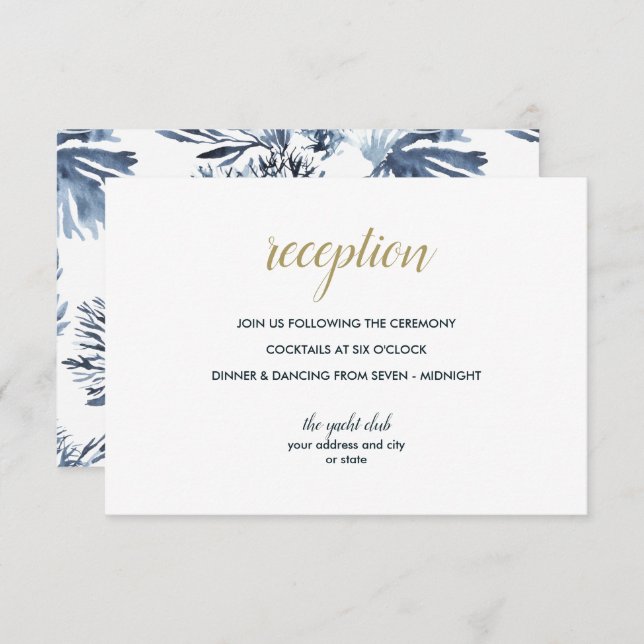 The blue Reef | Nautical Wedding reception Invitation (Front/Back)