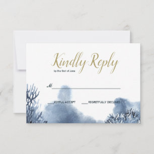 The blue Reef   Nautical Wedding RSVP Card