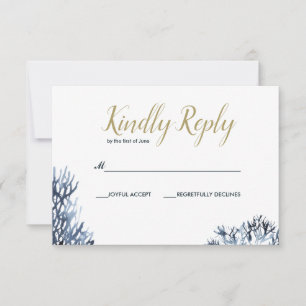The blue Reef   Nautical Wedding RSVP Card