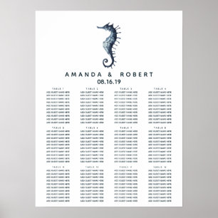 The Blue Seahorse   Nautical Wedding Seating Chart
