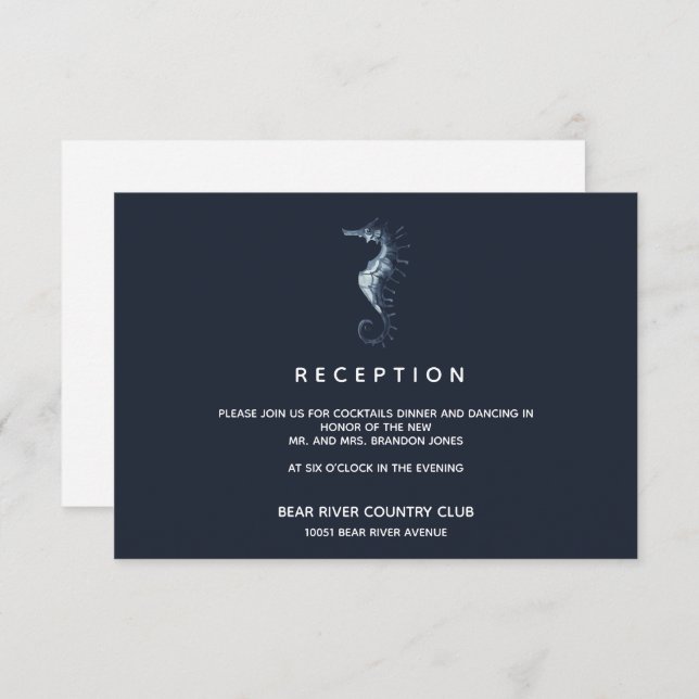 The Blue Seahorse | Wedding Reception Enclosure Invitation (Front/Back)