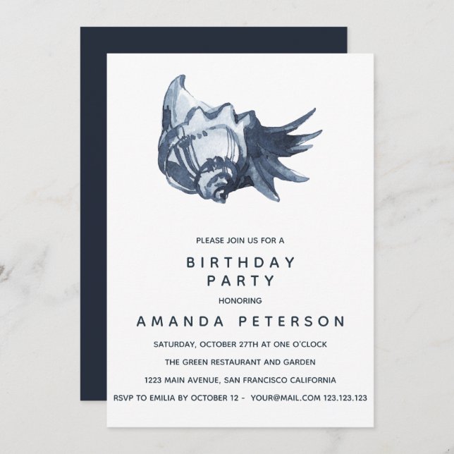 The Blue Seashell Nautical Birthday, Invitation (Front/Back)