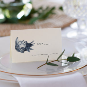 The Blue Seashell   Nautical Wedding table place Card