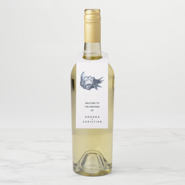 The Blue Seashell | WEDDING WELCOME GUEST Bottle Tag (On Bottle)