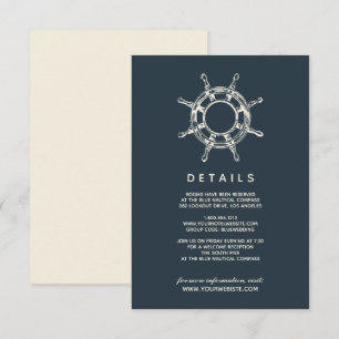 The Blue Ship's wheel Wedding Guest Details Invitation