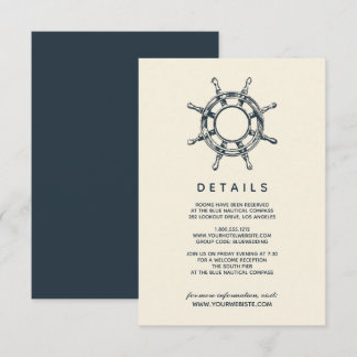 The Blue Ship's wheel | Wedding Guest Details Invitation