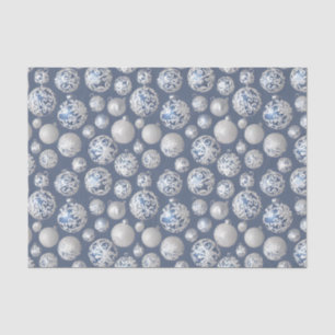 The Blue & Silver Christmas Bulb Series Design 14 Tissue Paper