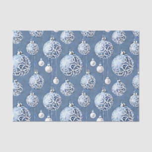 The Blue & Silver Christmas Bulb Series Design 15 Tissue Paper