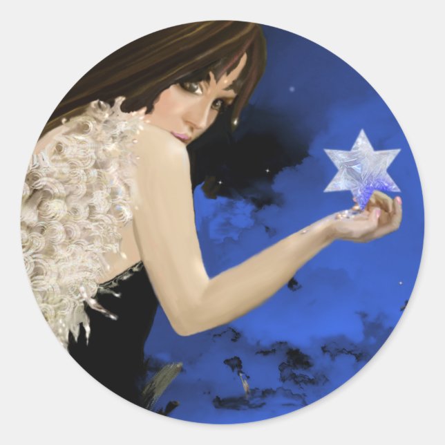 The Blue Star! Classic Round Sticker (Front)