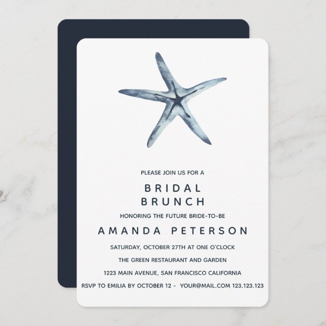 The Blue Starfish l Bridal Brunch Wedding Invitation (Front/Back)