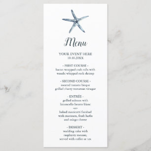 The Blue Starfish Nautical Wedding Menu