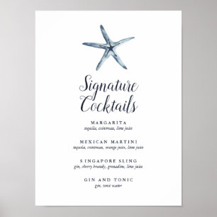 The Blue Starfish   Signature Cocktail Menu Sign