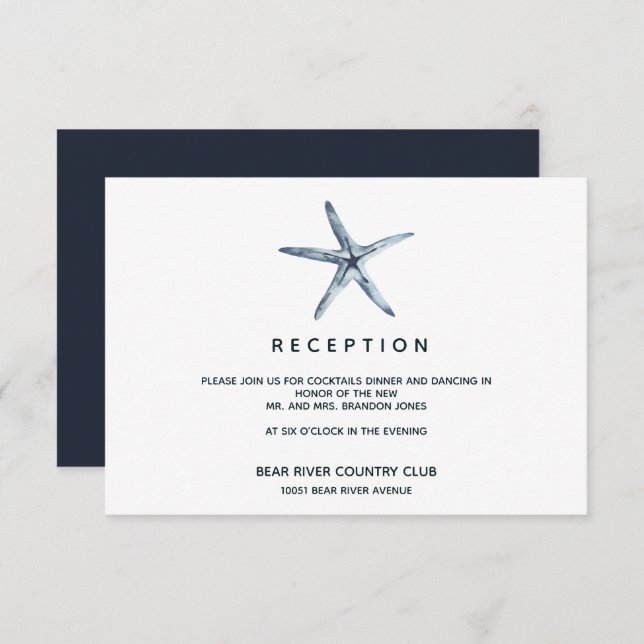 The Blue Starfish | Wedding Reception Enclosure Invitation (Front/Back)