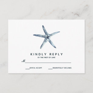 The Blue Starfish   Wedding RSVP Card