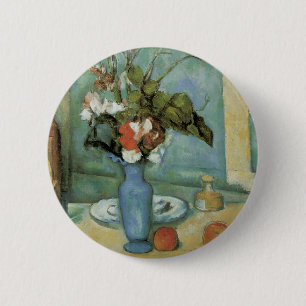 The Blue Vase (Flowers and Fruit) by Paul Cezanne 6 Cm Round Badge