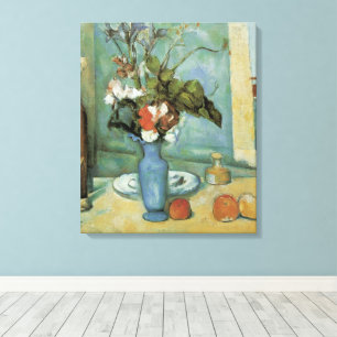 The Blue Vase (Flowers and Fruit) by Paul Cezanne Canvas Print