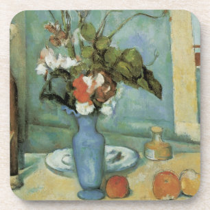 The Blue Vase (Flowers and Fruit) by Paul Cezanne Coaster