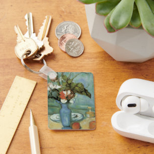 The Blue Vase (Flowers and Fruit) by Paul Cezanne Key Ring