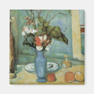 The Blue Vase (Flowers and Fruit) by Paul Cezanne Magnet
