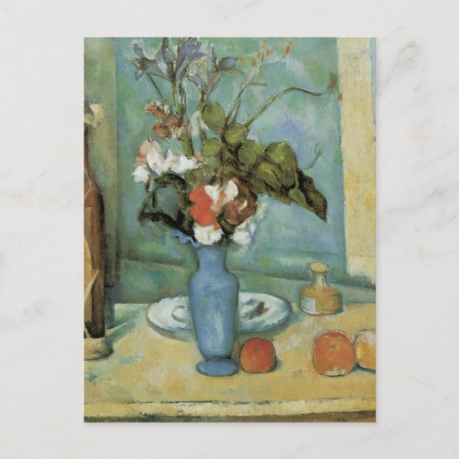 The Blue Vase (Flowers and Fruit) by Paul Cezanne Postcard (Front)