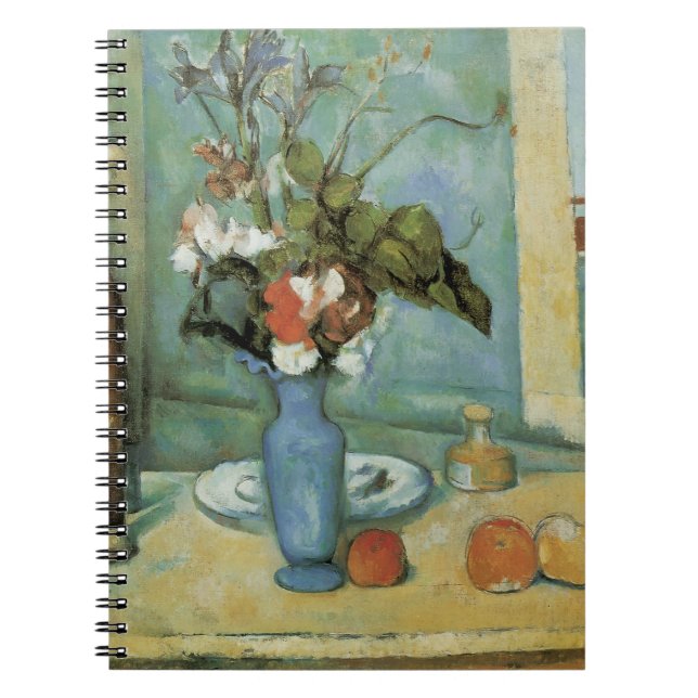 The Blue Vase (Flowers and Fruit) by Paul Cezanne Spiral Notebook (Front)