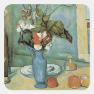 The Blue Vase (Flowers and Fruit) by Paul Cezanne Square Sticker