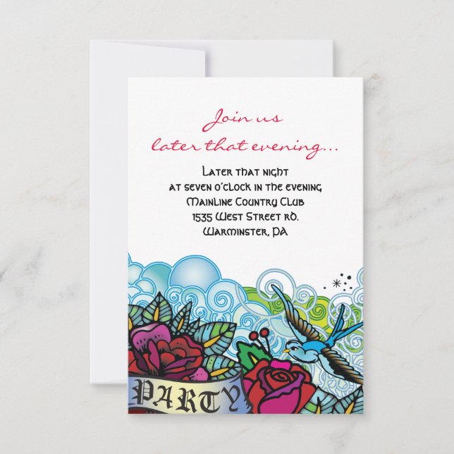 THE BLUEBIRD STAR OF DAVID Bat Mitzvah Party Card (Front)